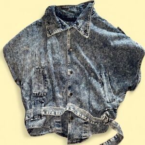 Stylish Blue Denim Poncho Jacket